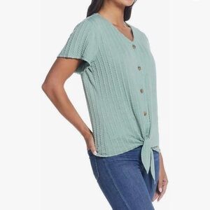 Weatherproof Vintage V-Neck Tie Front Top Shirt Size XL